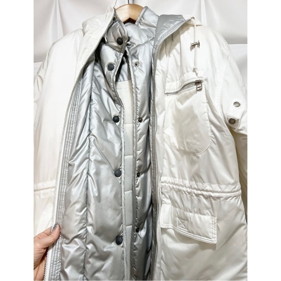 Mulberry Street Womens Sz XL White Oversized Puffer Hooded Winter Coat Full Zip - Picture 8 of 13